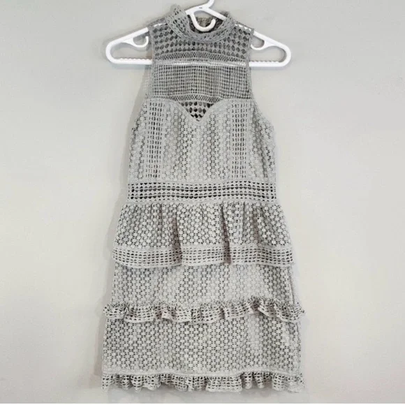 ASOS Missguided Lace Tiered High Neck Mini Dress Size 8 NWOT - Picture 2 of 10